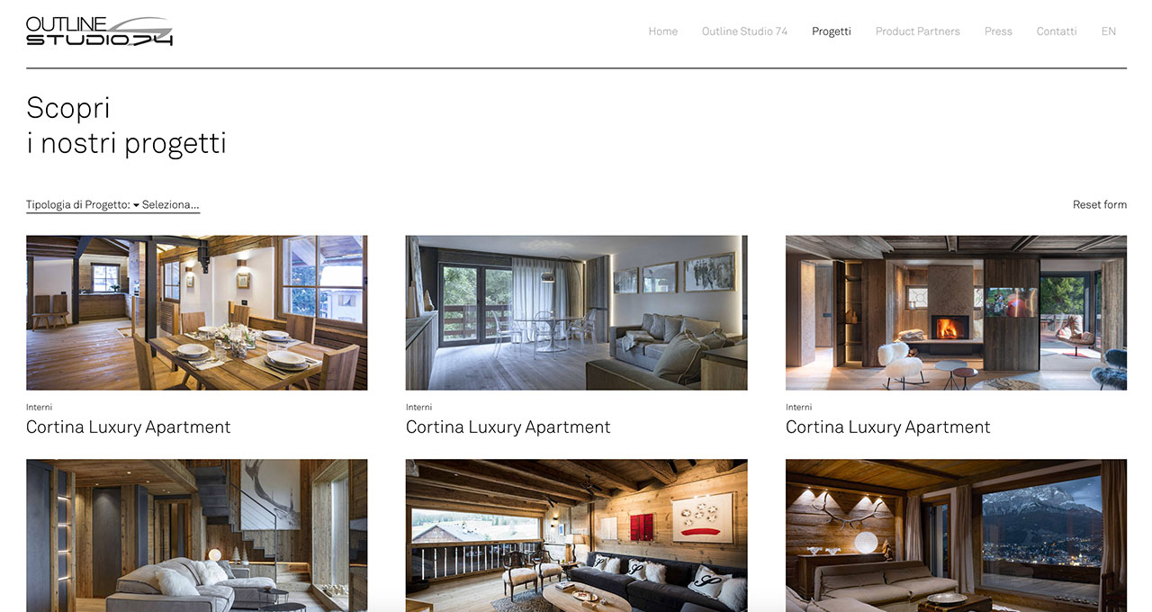 Sito Web outline studio 74 - Jacopo Zane Web Designer - Treviso